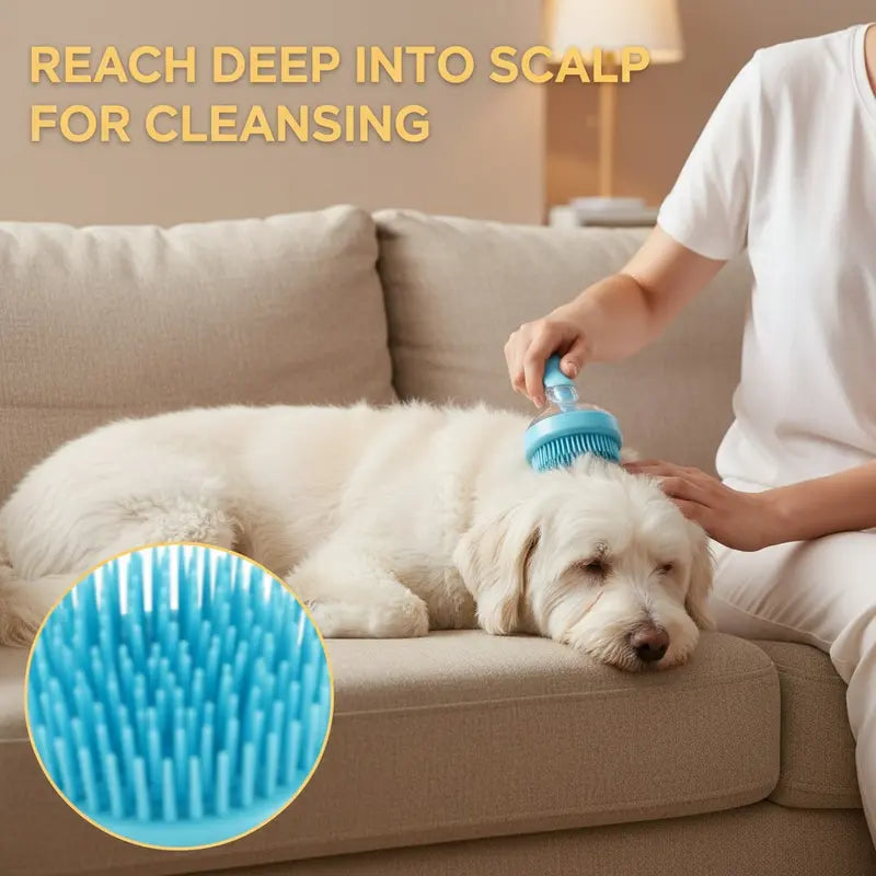 2026 New Universal 2-In-1 Pet Bath & Grooming Deshedding Brush with Built-In Soap Dispenser, Ergonomic Handle, 8In×3In×4In Gentle Massage Tool, Boosts Blood Circulation, Deshed as You Wash for Dogs & Cats, Saves Dry Shampoo