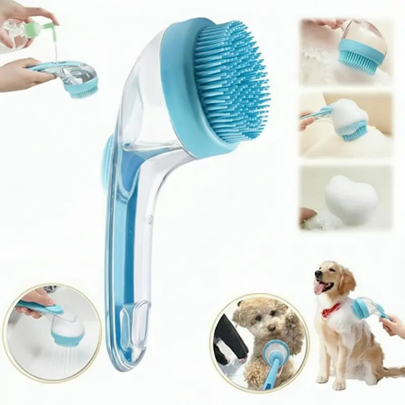 2026 New Universal 2-In-1 Pet Bath & Grooming Deshedding Brush with Built-In Soap Dispenser, Ergonomic Handle, 8In×3In×4In Gentle Massage Tool, Boosts Blood Circulation, Deshed as You Wash for Dogs & Cats, Saves Dry Shampoo